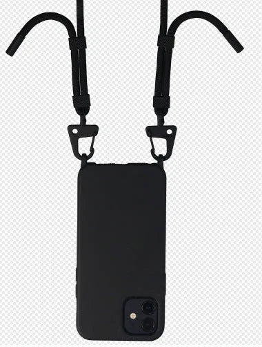 TPU cross-body lanyard phone case for iPhone in black with integrated strap