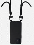 TPU cross-body lanyard phone case for iPhone in black with integrated strap