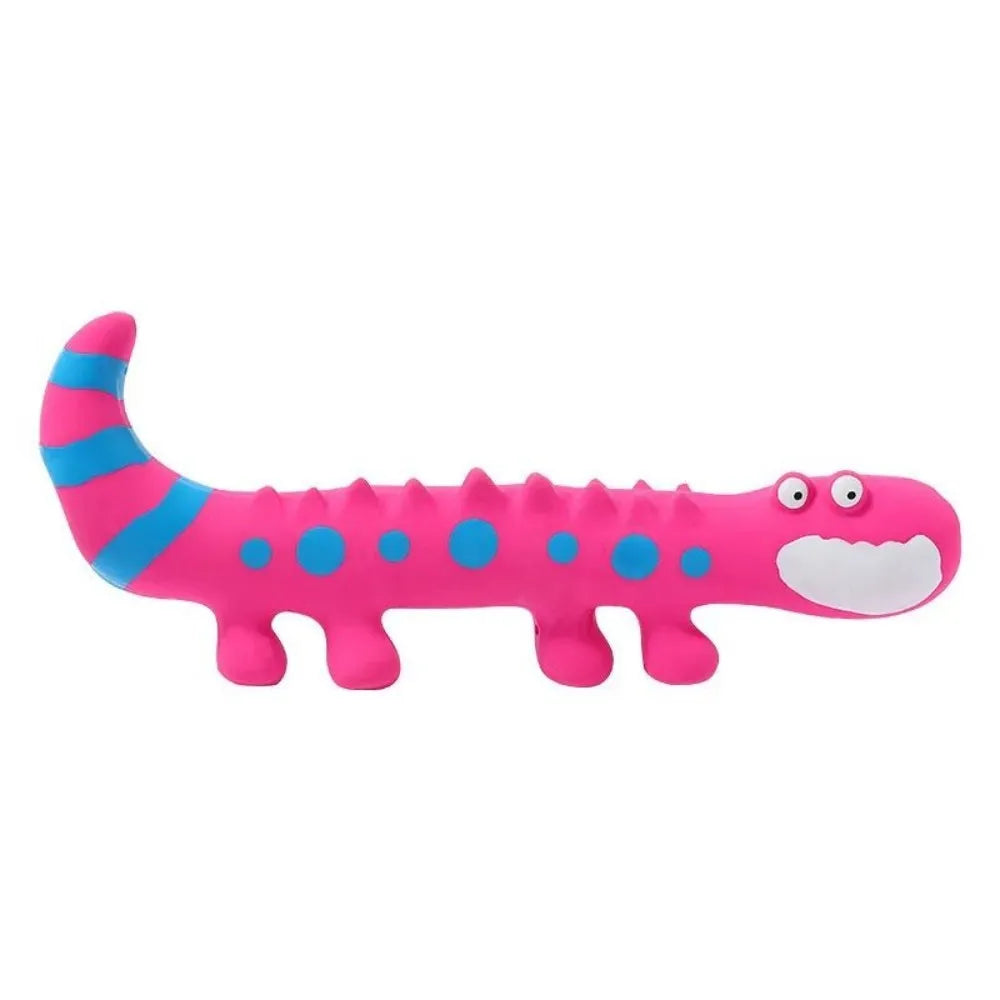 Green latex lizard squeaky dog chew toy for small and medium dogs