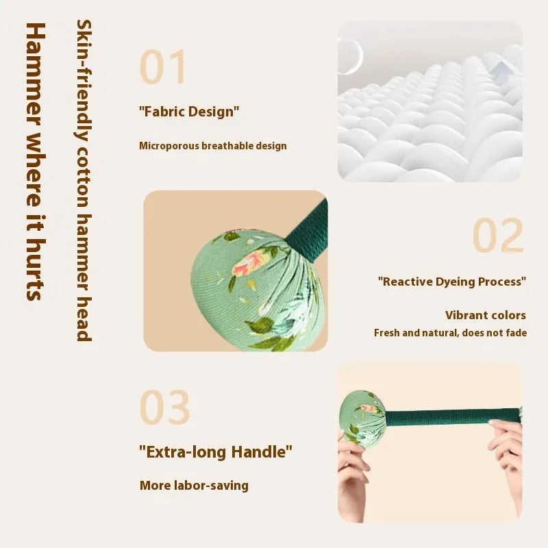 Argy wormwood hand-held massage hammer in green, shown with 26cm and 31cm size options.
