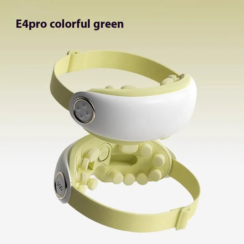 Smart Bluetooth eye moisturising and hot compress massage instrument in green, grey, or purplish grey.