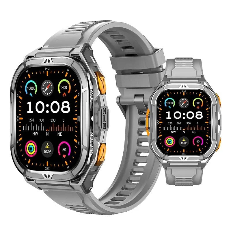 X5 smart watch with AMOLED screen and Bluetooth calling features, available in black and gray
