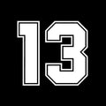 Funny number 13 automobile sticker in black, 15 cm, PET material for car rear window
