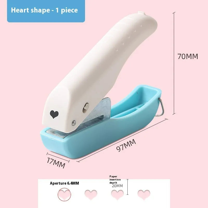 4mm manual embossed pattern punching machine for kindergarten paper crafts with love and star shapes