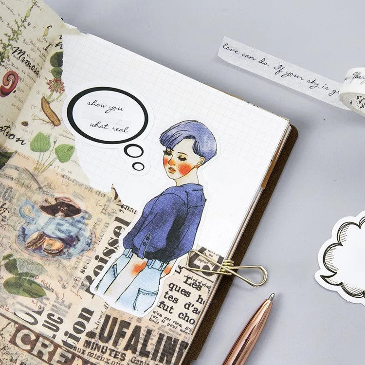 Momo original boxed stickers with black and white cartoon bubble designs for DIY craft decoration.