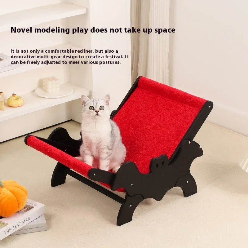 MW-054 wooden cat recliner bed with black and red Halloween colour design
