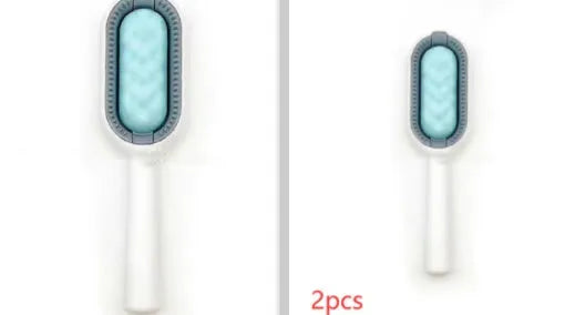 Green plastic pet hair removal comb with disposable wipes sticker for cats and dogs