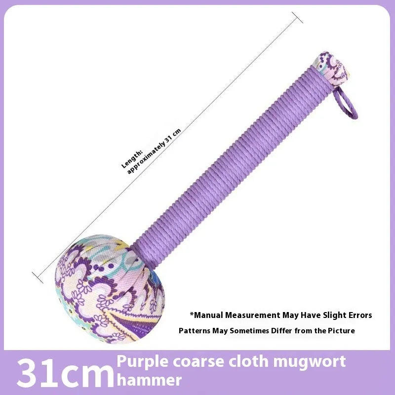 Argy wormwood hand-held massage hammer in green, shown with 26cm and 31cm size options.