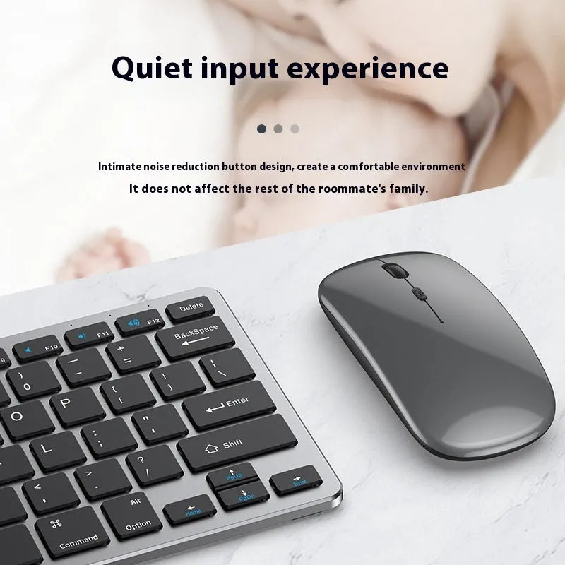 Ultra-thin wireless keyboard and mouse set in black, gunmetal grey, or silver with USB receiver and protective cover