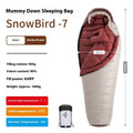 Goose down mummy sleeping bag in Snowbird series for adults, with storage bag