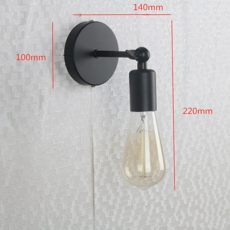 American black industrial style small wall lamp wrought iron antique finish E27 fitting for indoor leisure venues