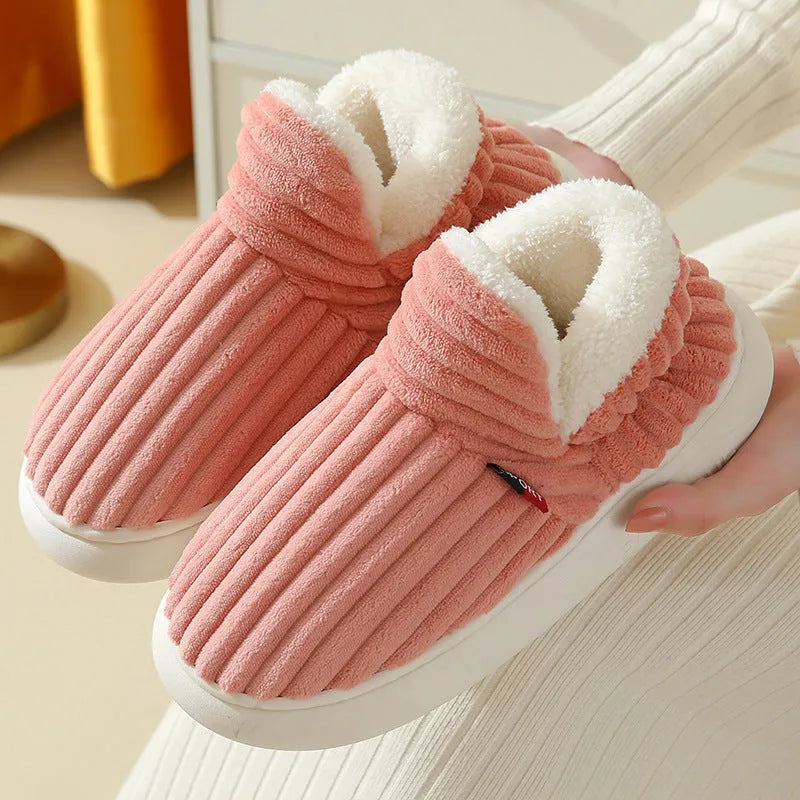 Women's cotton winter slippers with corduroy inner, low top, flat heel, available in various colours and sizes 36-47