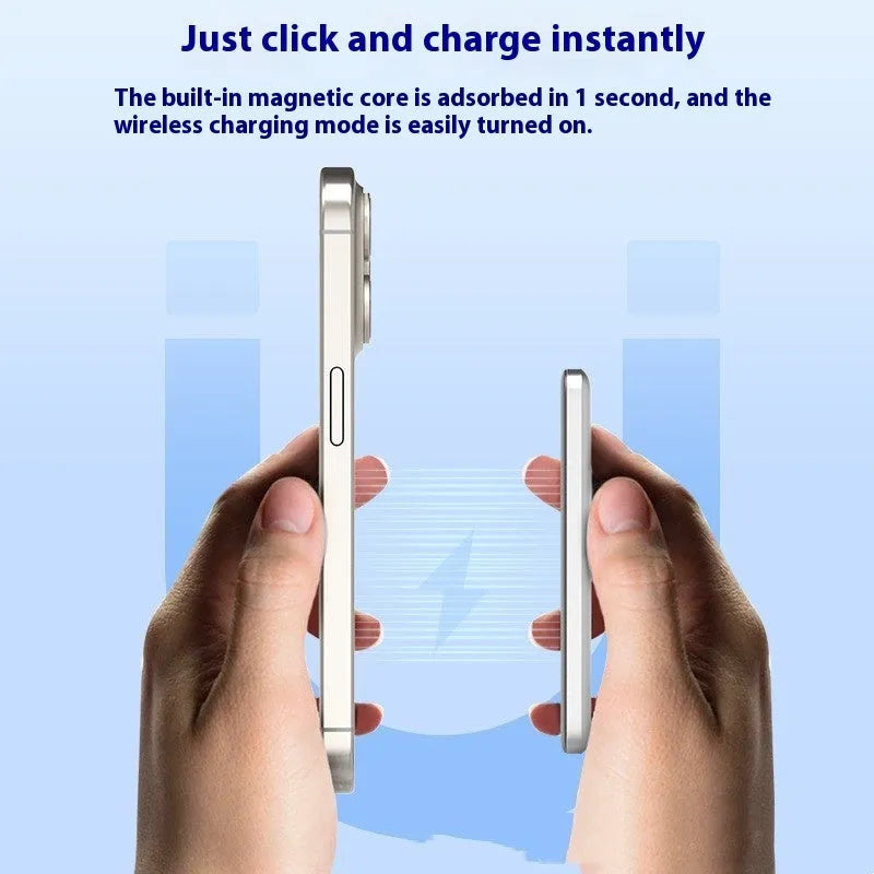 Gun grey magnetic wireless power bank with 10000mAh capacity and ultra-thin 9mm alloy design