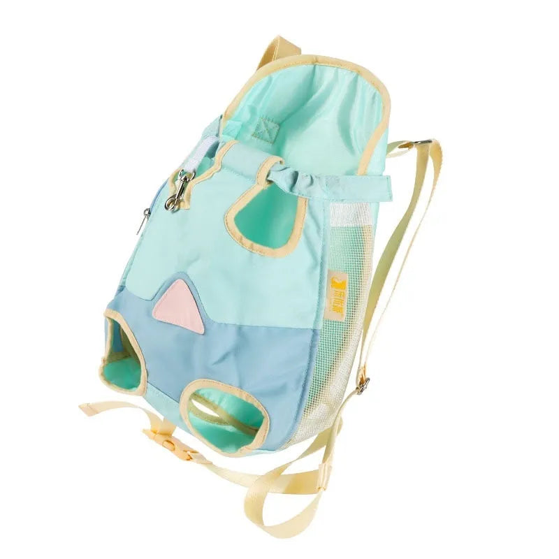 Soft non-woven canvas pet backpack carrier for cats and small dogs in purple mist grape colour