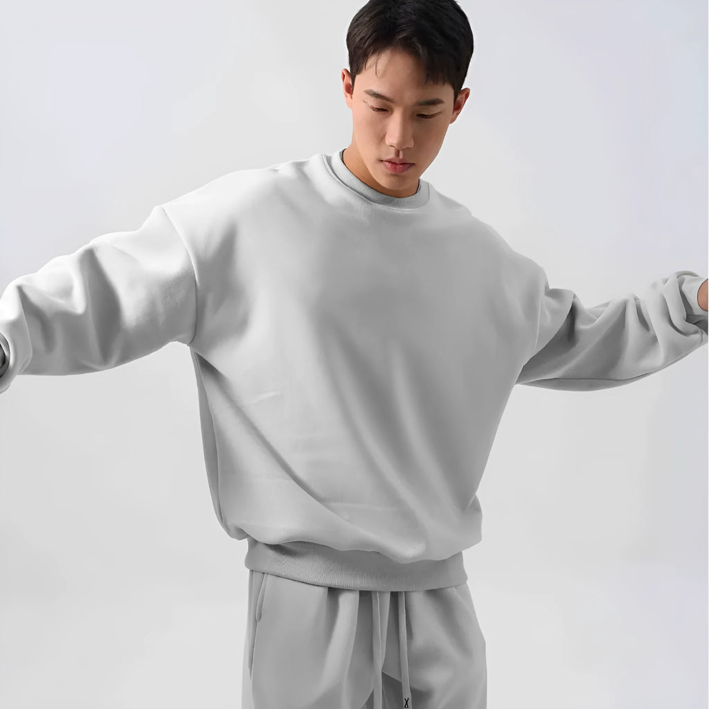 Men's polar fleece sports suit with crew neck coat and padded trousers in winter colours