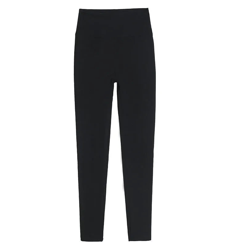 High-waisted tummy control slimming leggings in solid colour with anti-exposure and hip lift design for women