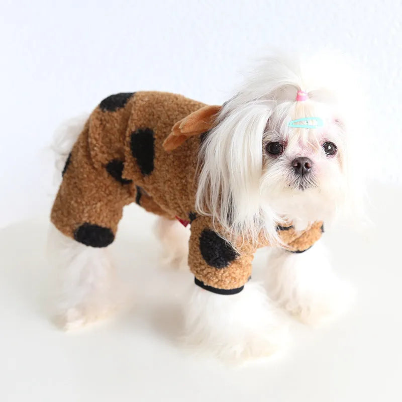 Polka dot elk design pet clothing for cats and dogs in skirt and four-legged styles