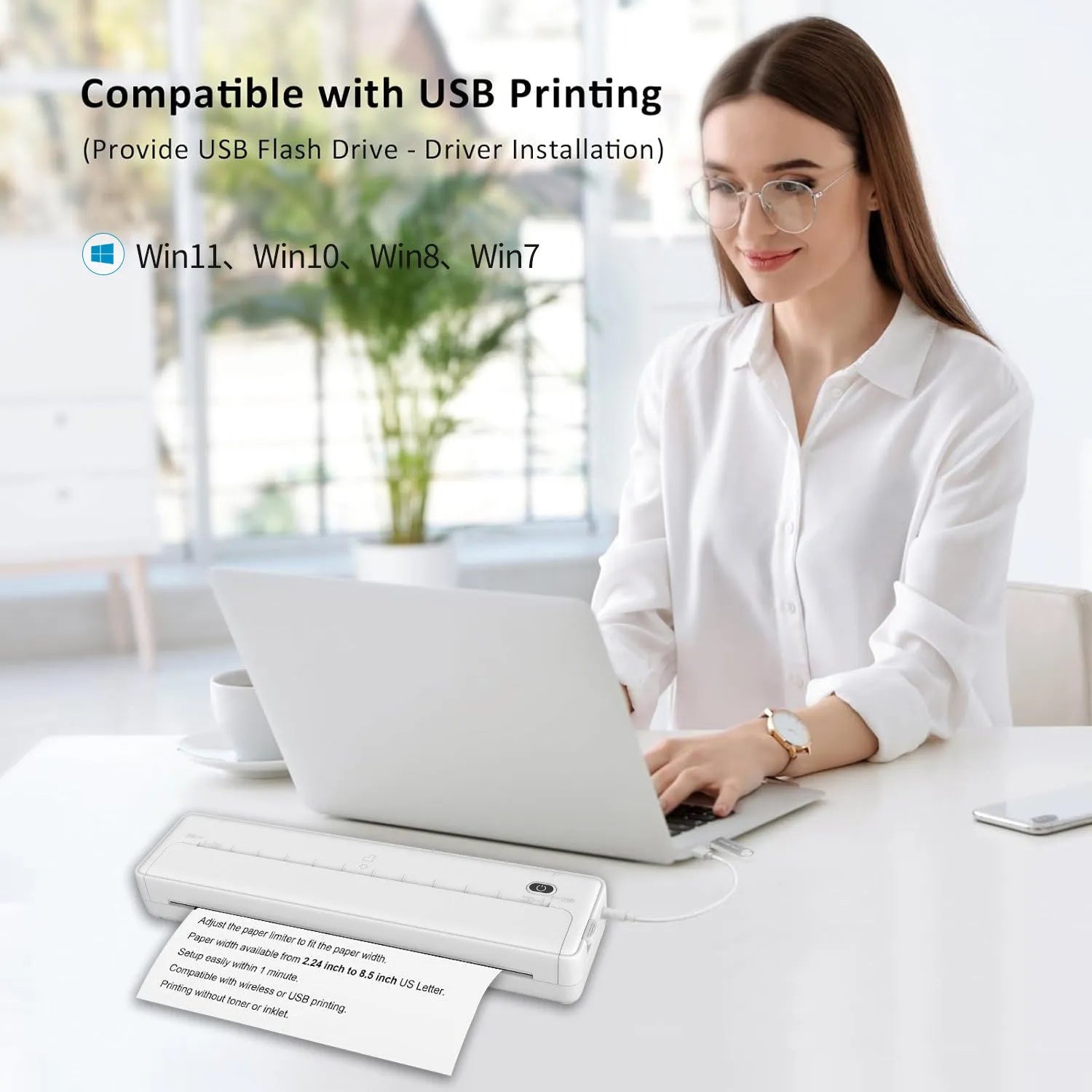 X8 portable A4 Bluetooth printer in black or white colour with wireless mobile connectivity