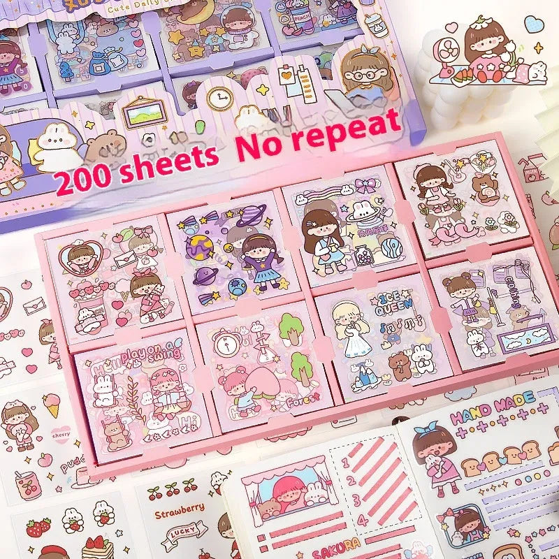 Children's sticker card notebook set with multiple colourful printed designs