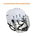 Ice hockey helmet with carbon steel face mask for head protection in S, M, L, XL sizes