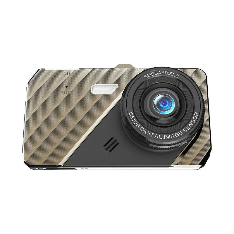 4-inch dual lens dashboard camera with touch screen for front and rear vehicle recording
