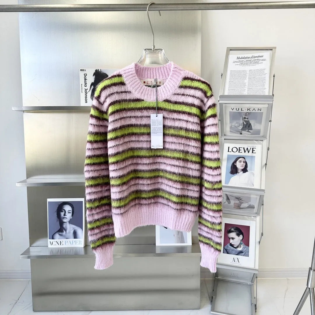 Pink wool knitted cardigan sweater with nap craft fabric and socialite style design