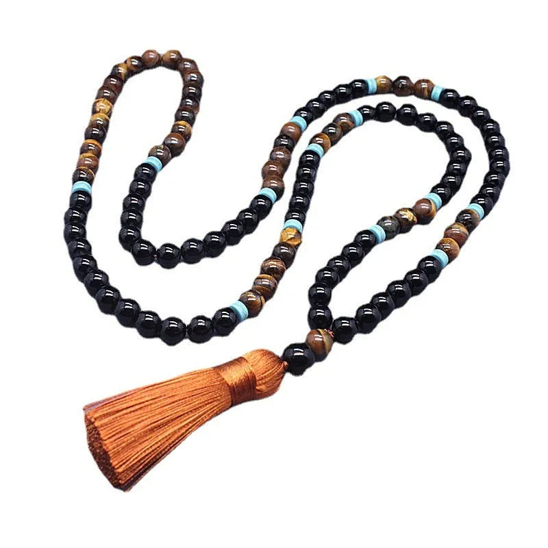 Black agate and tigereye geometric jewellery set with bracelet and necklace