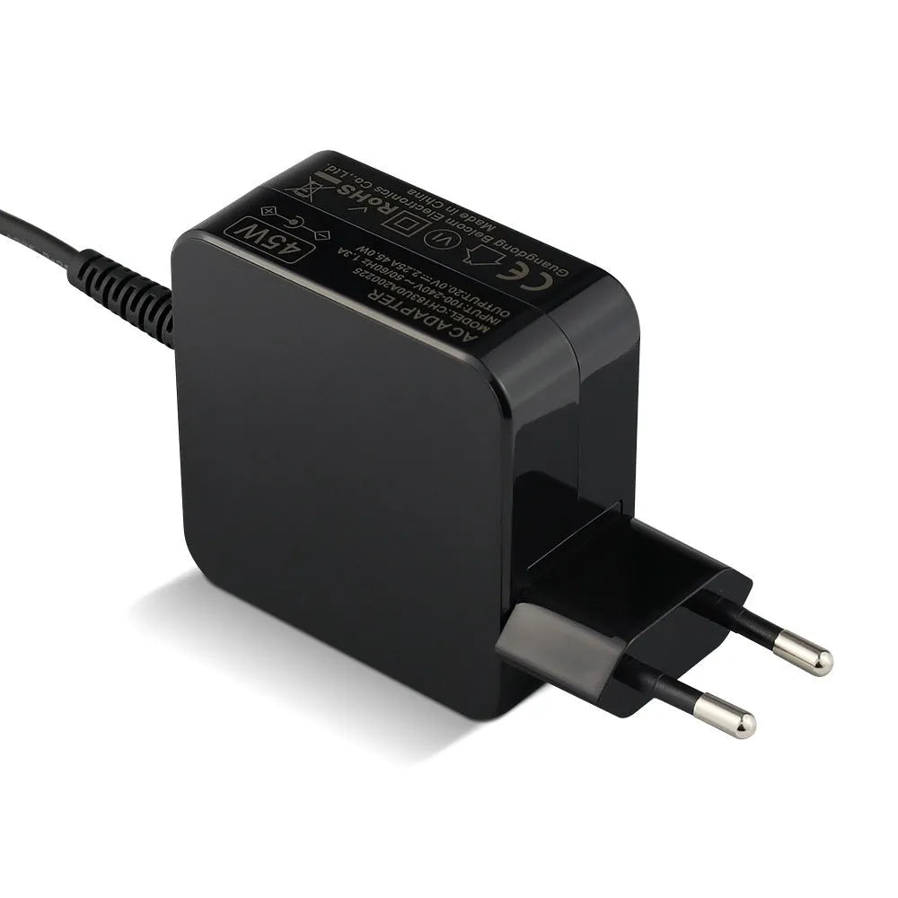 Black Hua 45W laptop charger adapter with EU and US plug compatibility