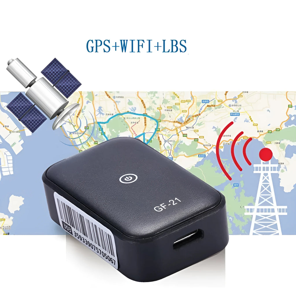 Black GPS child tracker with SOS and remote monitoring, size 2.6x1.3x4.3cm, plastic construction