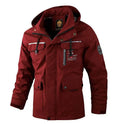 Men's casual hooded windproof parka in Army Green with fur collar, British style, multiple pockets