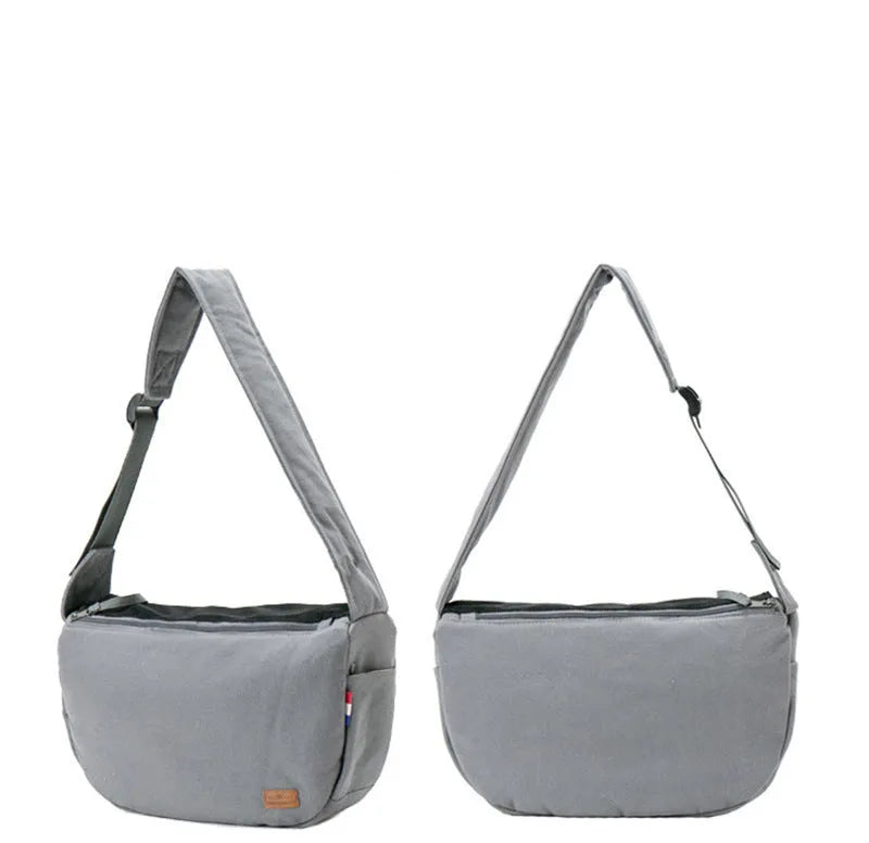 Blue Oxford fabric cat and dog travel shoulder bag with shoulder strap