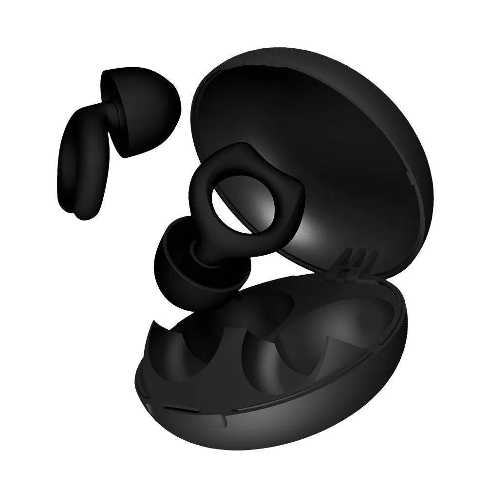 A pair of reusable silicone soundproof earplugs in one of five colours: black, blue, green, purple, or white.