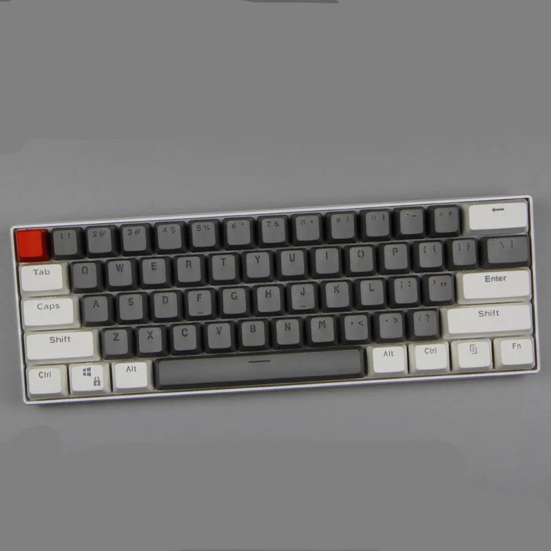 PBT transparent keycap set with OEM height profile and two-shot injection light-transmitting characters for 60% mechanical keyboards