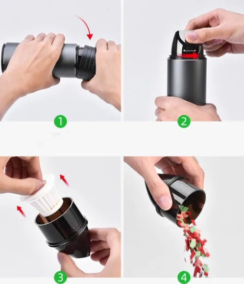 Grey car mini vacuum cleaner with aluminium and metal construction, 5300mbar suction, 2000mAh battery