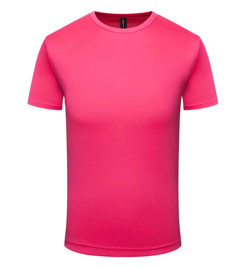 Men's solid colour quick-dry short sleeve t-shirt for summer sports, shown in multiple colour options.