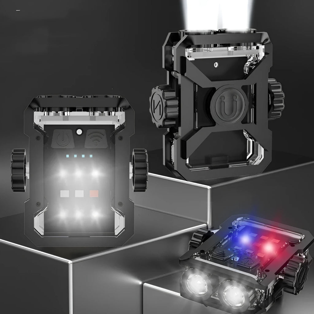 Black aluminium alloy mini keychain flashlight with keyring and Type-C charging port.