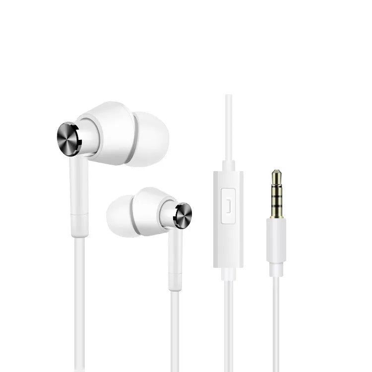Black and white in-ear earphones with subwoofer for computers and mobile phones, model 65yz7b.