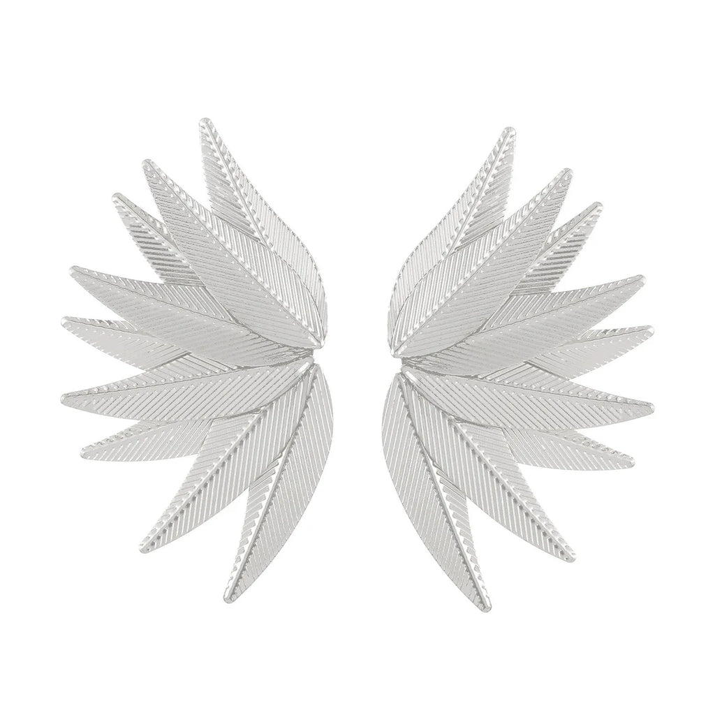 Leaves patch earrings in gold and white colour options with geometric leaf silhouette design