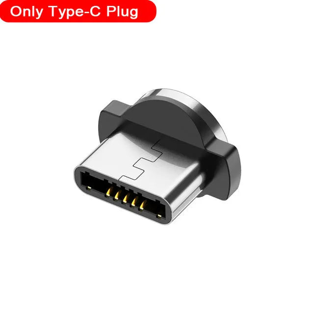 USLION circular magnetic charging cable in black, showing magnetic connector and plug for Android, iOS, or Type-C device.