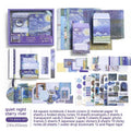 Hand Account Suit Creative Journal Gift Box open to show A6 plaid notebook, decorative papers, cards, and stickers.