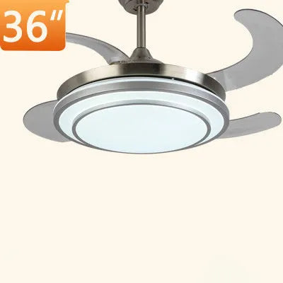 Home full spectrum eye protection LED fan chandelier 36 inch gold with invisible ABS blades