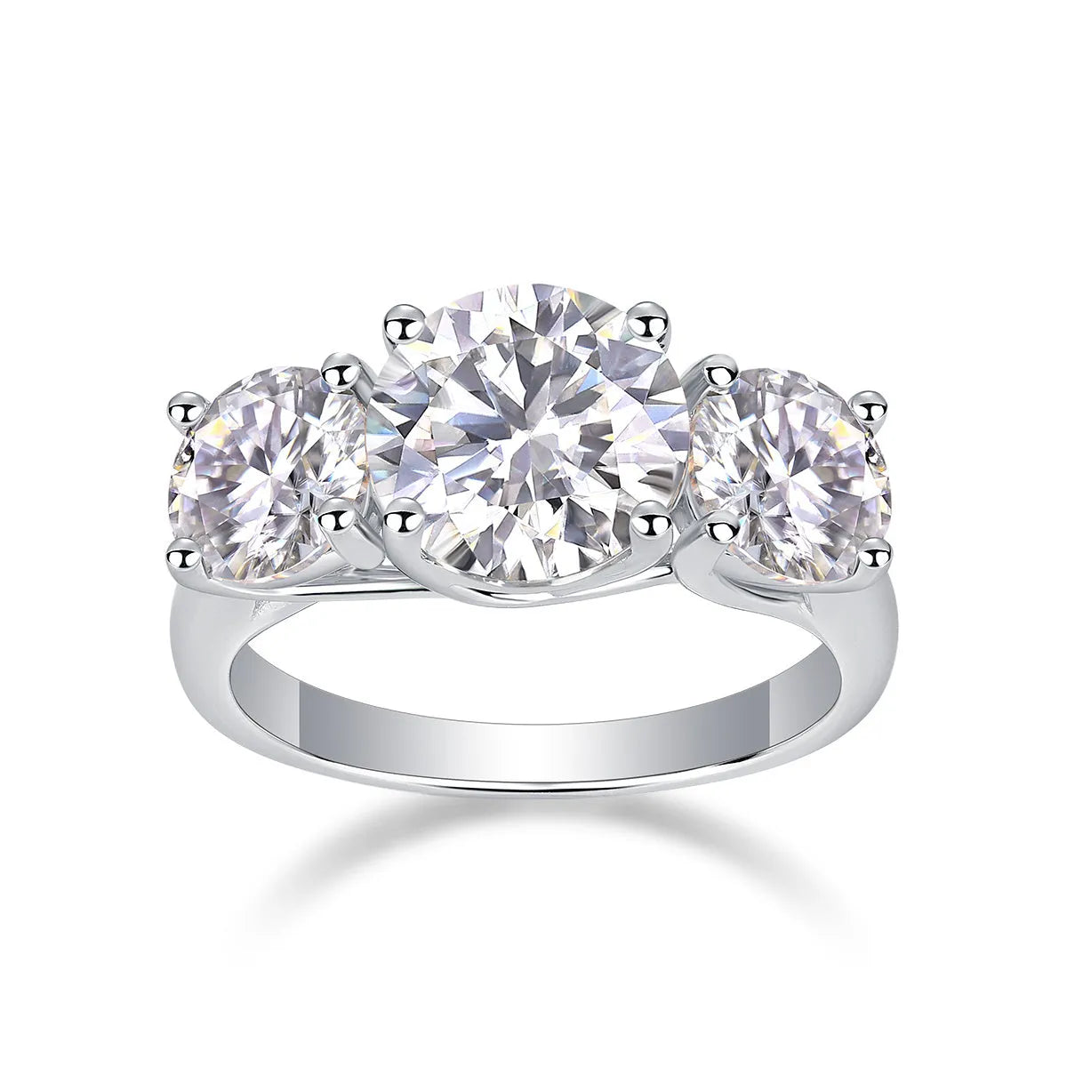 Three Lives Of Fortune wedding ring set with 3-carat moissanite in platinum-plated S925 silver, gift boxed with GRA certificate