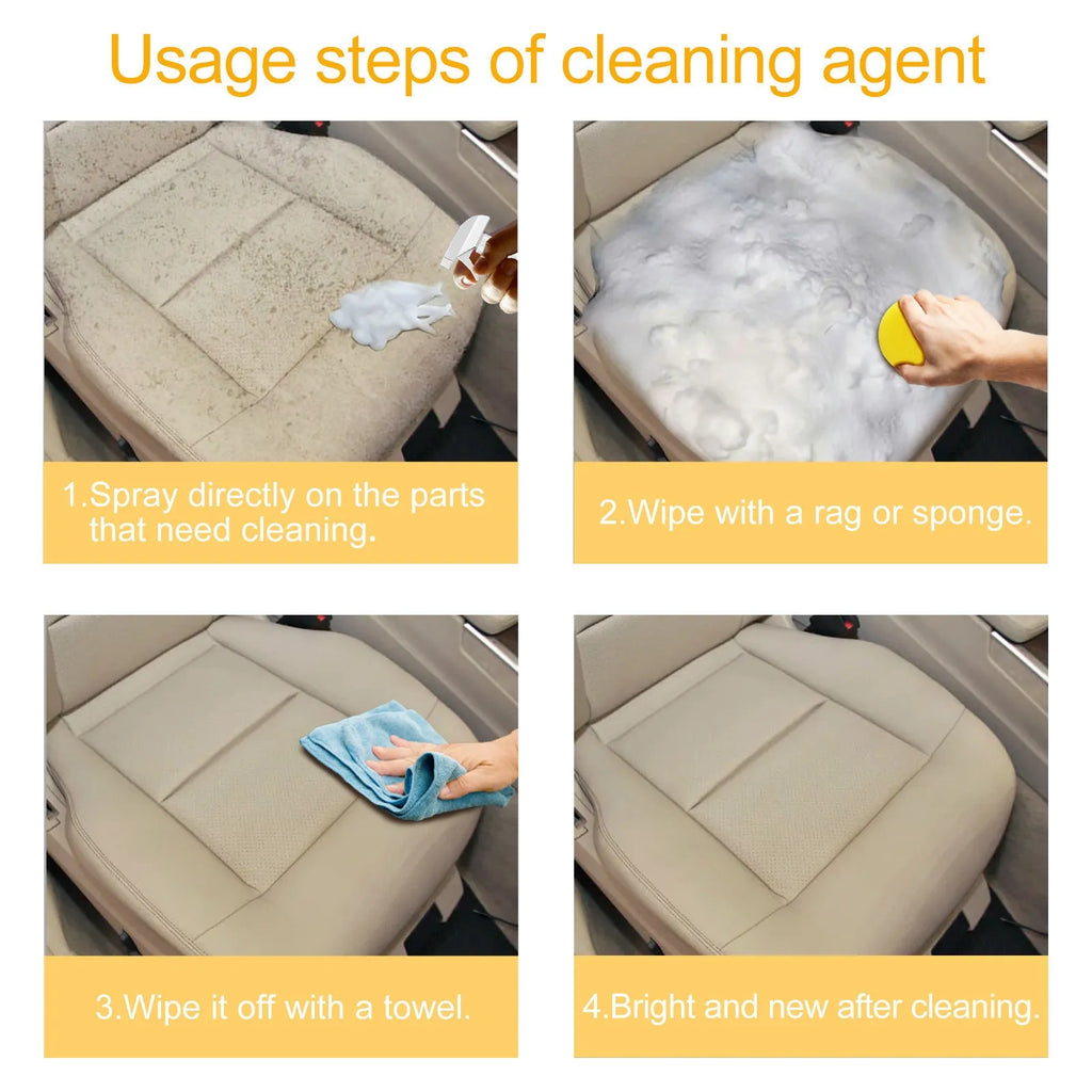 60ml car interior foamed cleaner bottle and 10cm sponge for wash-free upholstery cleaning