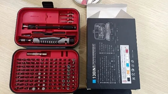 130 In 1 Precision Screwdriver Tool Set with CRV bits in orange case, 153x107x54mm