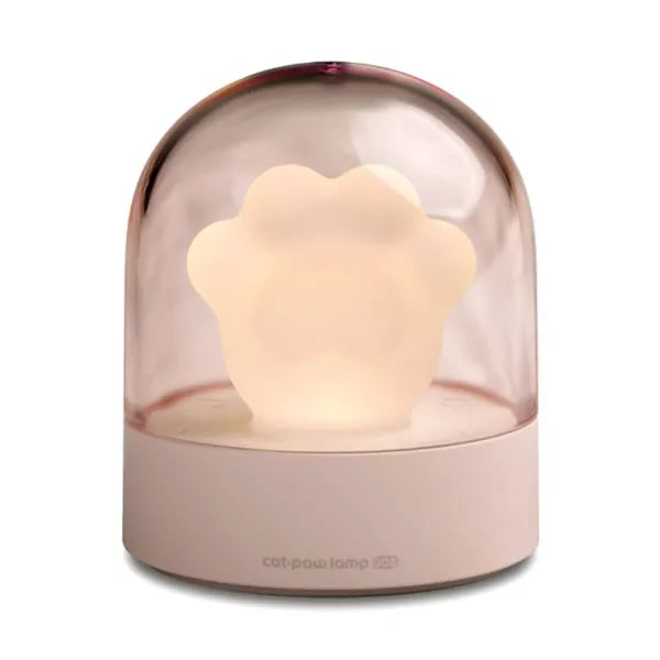Grey cat paw shaped USB rechargeable night light with music box function on wooden desk