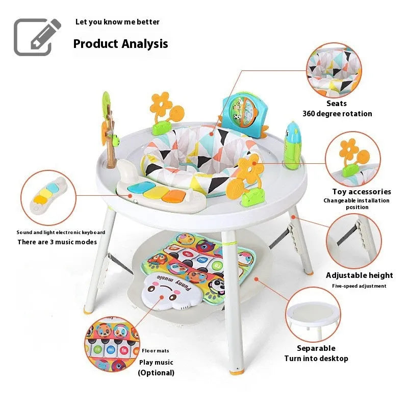 Three-in-one baby jumping chair in duck model with music cushion for infant development