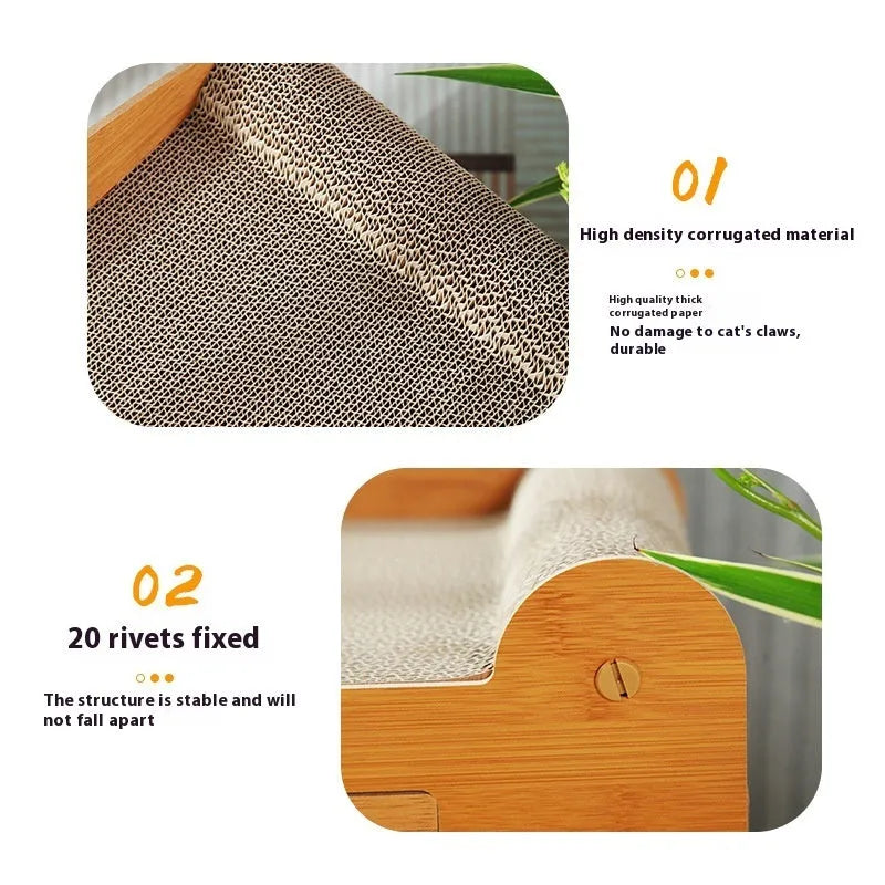 Corrugated paper double-layer cat house with double ball doors for indoor feline enrichment