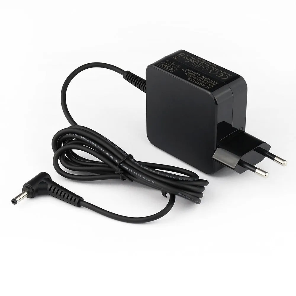 Black Hua 45W laptop charger adapter with EU and US plug compatibility
