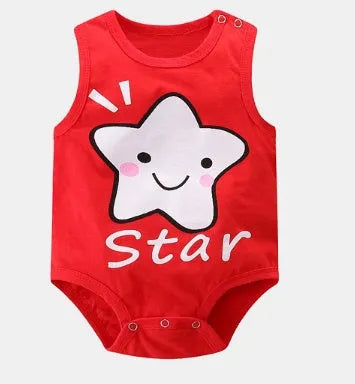 Newborn baby vest romper made from cotton in animal print designs