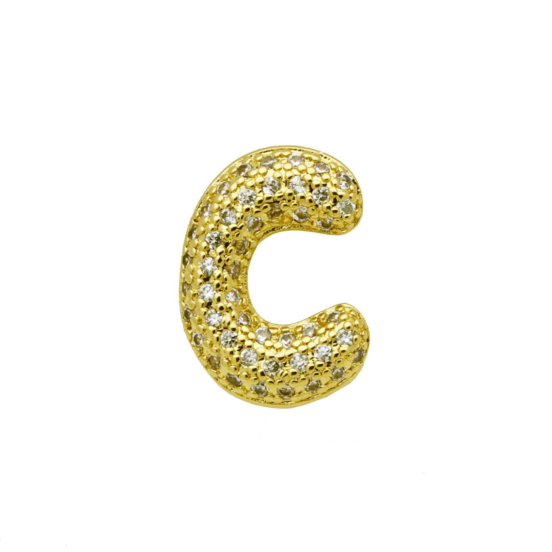 Copper letter bracelet with a single 'A' charm featuring micro inlaid zirconium detail on a gold-finished chain.